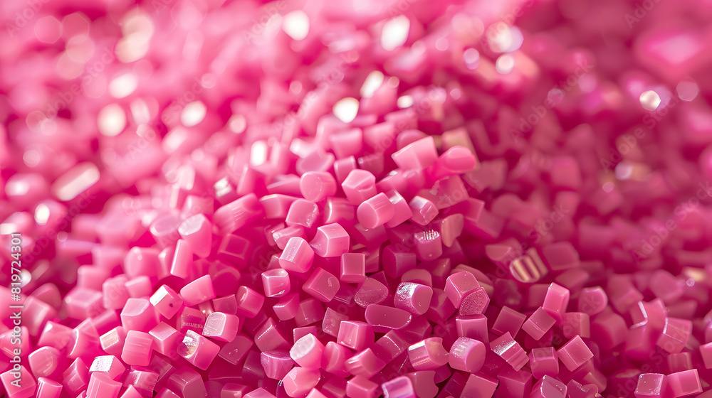 Pink Plastic pellets Background Close-up Plastic granules Polymer plastic beads resin polymer Pink Plastic pellets Background Close-up Plastic granules Polymer plastic beads resin polymer
