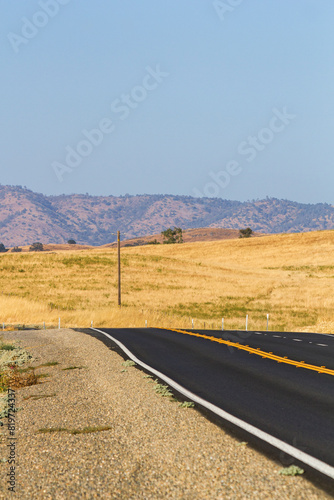 an beautiful, iconic and dreamy state road at the golden our CA-140 at catheys Valley, California