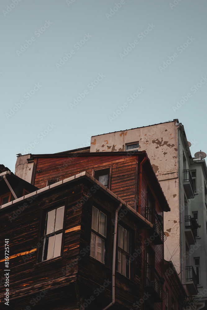 OOld building with windows and iron wire on top in Istanbul, Turkey OOld building with windows and iron wire on top in Istanbul, Turkey