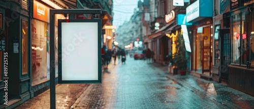Empty street ad display near a popular tourist attraction photo