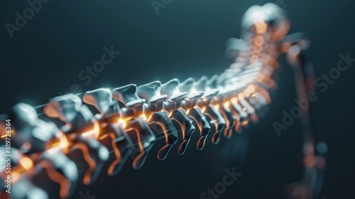 Picture of the human spine Isolated 3D hologram. Medical concept. new technology