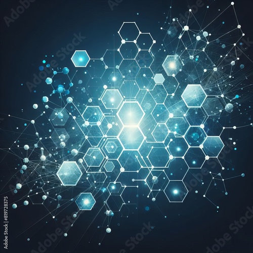 Hexagonal molecular structure for medical, science and digital technology design. Abstract geometric vector background Illustrations vector Generative Ai