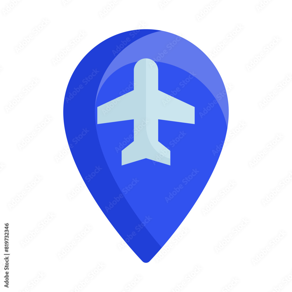 Fototapeta premium Airport location icon vector illustration in flat