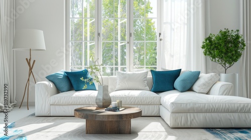 Modern cozy living room , nordic style  © john258