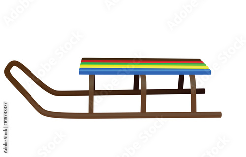 Colorful wooden sled. vector illustration