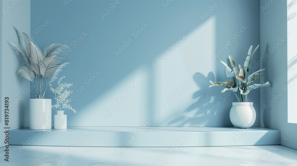 Blue modern minimalistic interior background wall mockup 3d render
Blue modern minimalistic interior background wall mockup 3d render