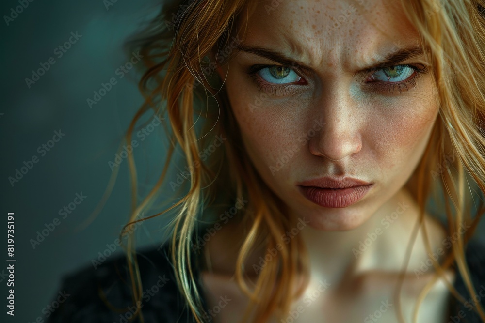 Portrait of a redhead woman with green eyes Portrait of a redhead woman with green eyes