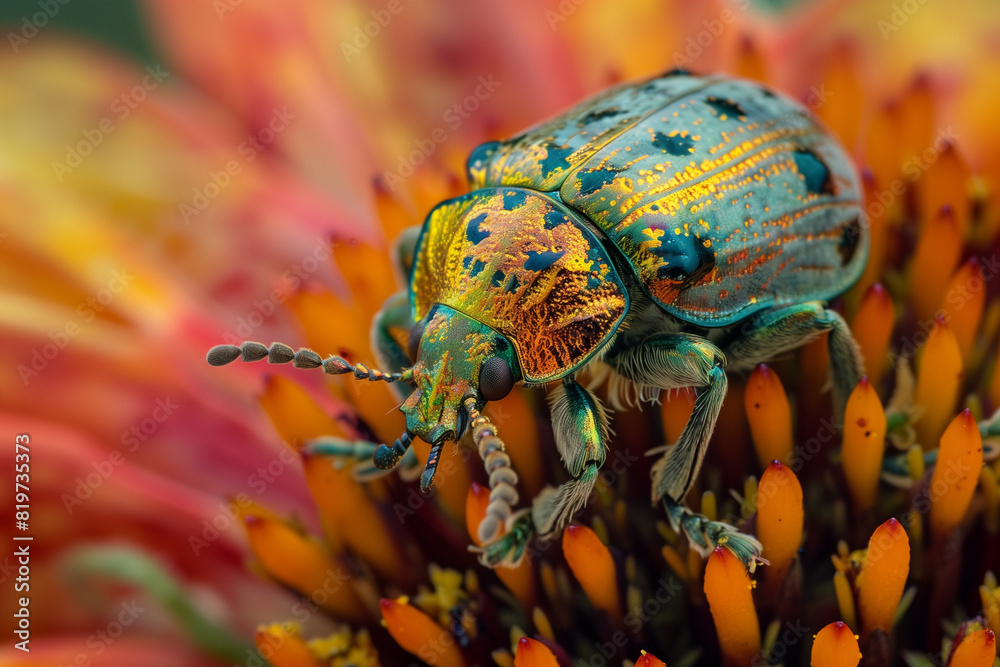 Fototapeta premium bug on flower Generative AI 