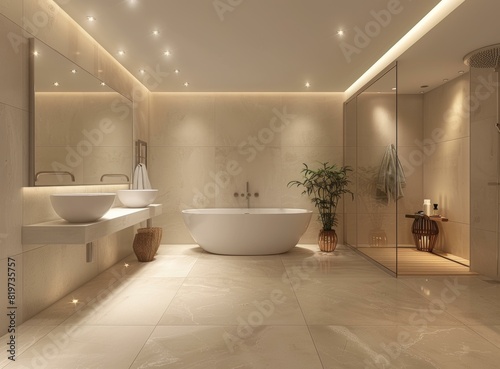 Modern Bathroom with Bathtub and Tiles