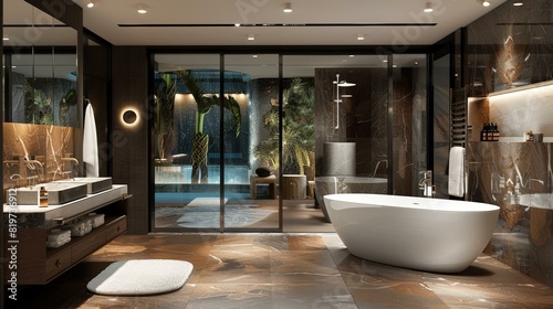 Modern Luxurious Bathroom Villa © Adobe Contributor