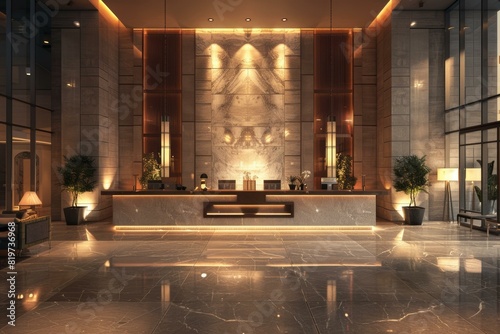 Modern Luxurious Hotel Lobby Interior photo