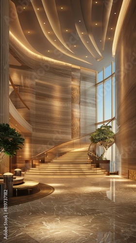 Luxurious Hotel Lobby with Modern Interior Design