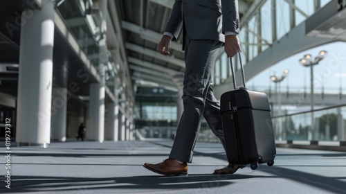A Businessman Walking Through Airport