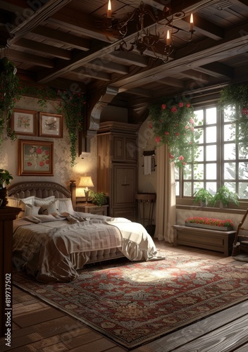 Cozy Bedroom Interior Design with Wooden Furniture