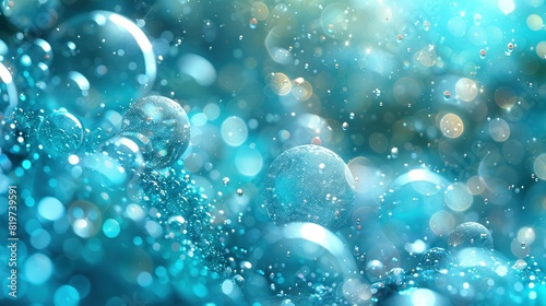  A cluster of bubbles bobbing atop azure water dotted with raindrops beneath a bright sky