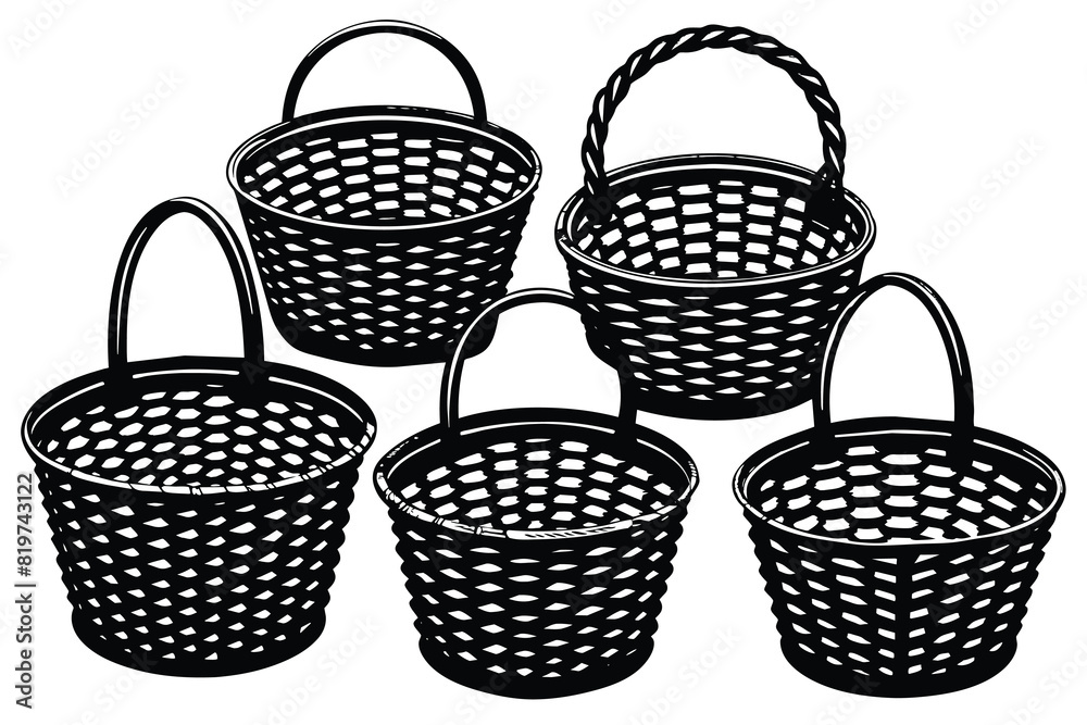Wicker picnic basket vector