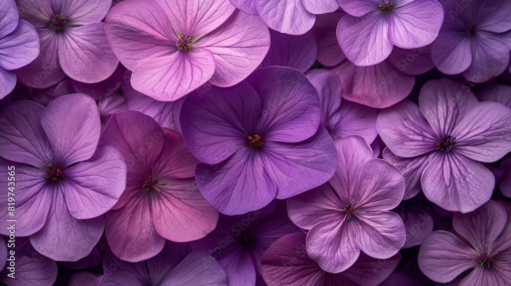   A wall of purple flowers surrounded by pink ones