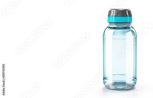 Sports ergonomic capacity water bottle close-up, isolate white background. AI generated.