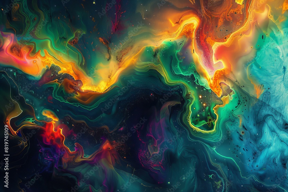Close up of colorful abstract art on black background Close up of colorful abstract art on black background