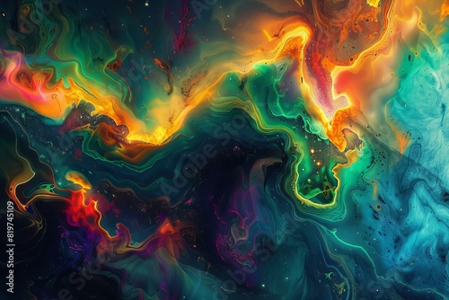 Wallpaper Mural Close up of colorful abstract art on black background Torontodigital.ca
