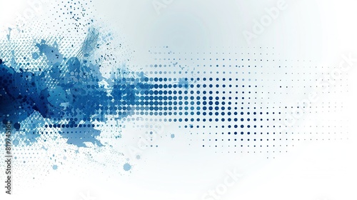  A blue-white abstract backdrop features symmetrical semi-circle motifs on both sides of the image photo