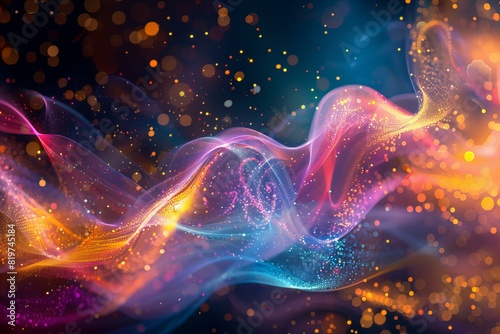 Wave of light and stars in a vibrant abstract background