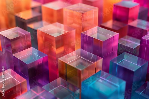 Colorful cubes pattern on vibrant background photo
