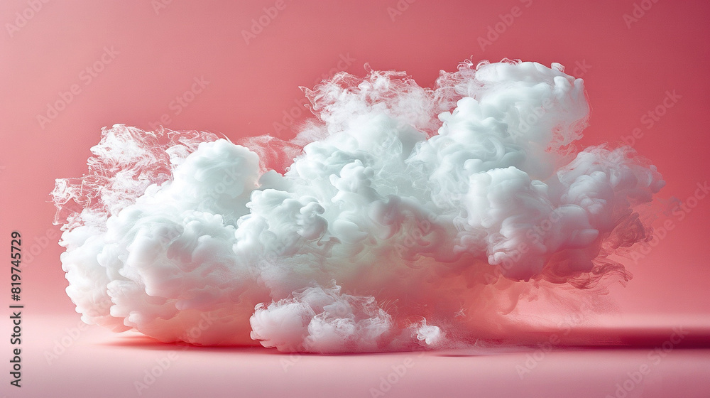 A cloud of white smoke on a pink background with a light pink background A cloud of white smoke on a pink background with a light pink background