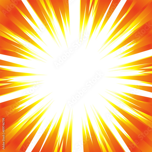 赤と黄色のグラデーションの集中線の素材