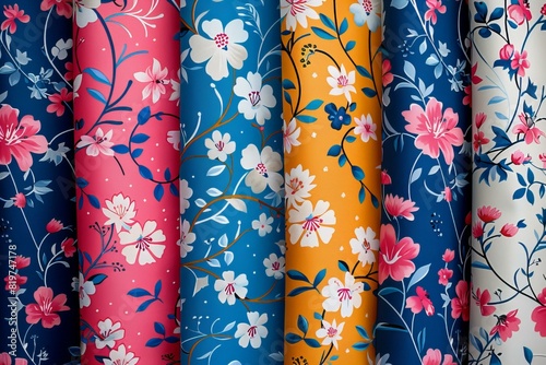 Close up of various colorful textiles