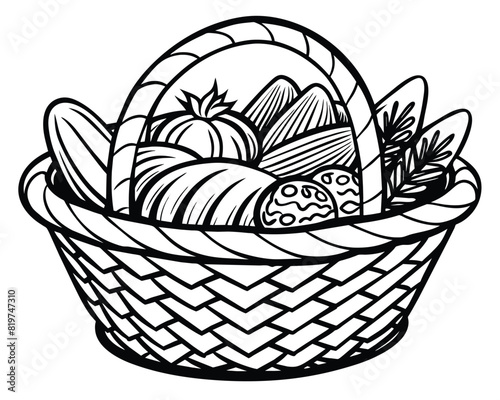 Big wicker basket with fruit vector image