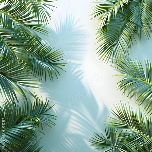 Palm Leaves in High with Ample Copy Space on Transparent Background