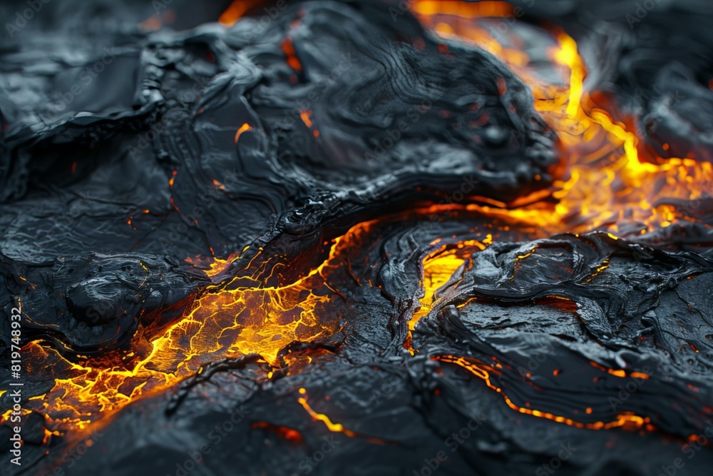 Close-up lava surface with vibrant orange glow Close-up lava surface with vibrant orange glow