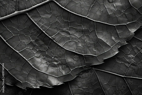 A close up of a leaf with a black background photo