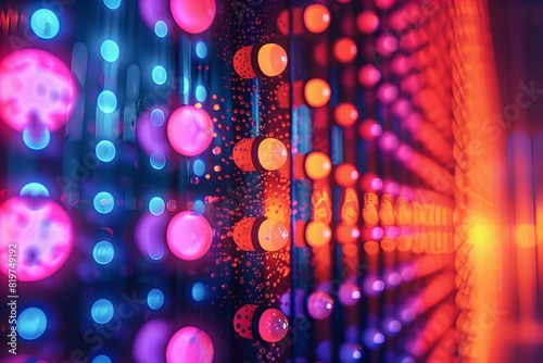 Bright colored lights illuminating wall