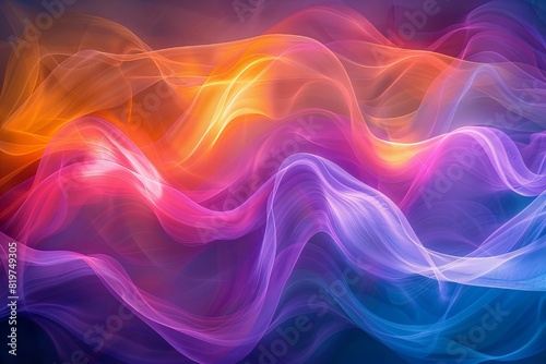 Colorful swirling smoke close up on black background