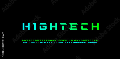 Digital modern technology bright alphabet font