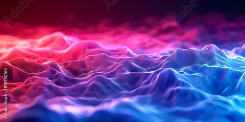 Vibrant 3D digital terrain visualization with colorful geographic data in purpleblue hues. Concept 3D Visualization, Digital Terrain, Colorful Data, Geographic Visualization, Purple-Blue Hues photo