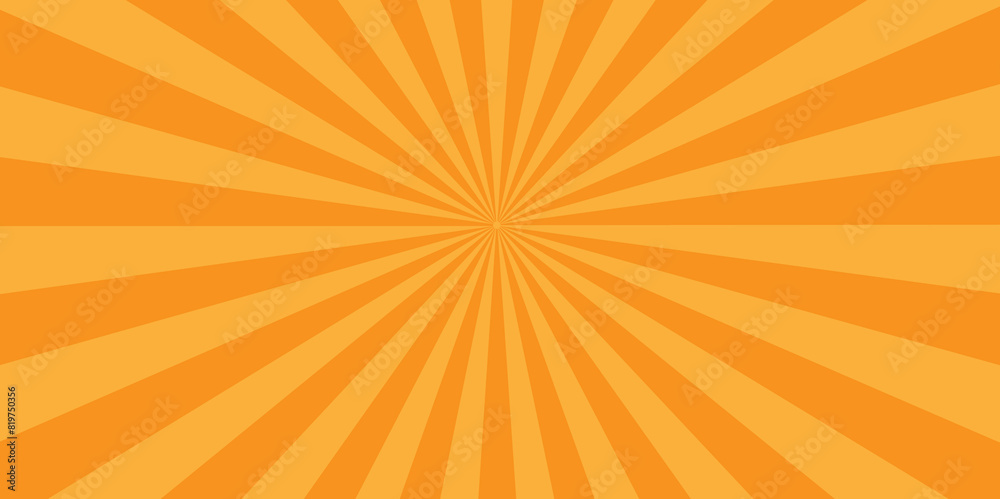Obraz premium orange sun and retro creative vector ray sunburst background. abstract striped spiral light with bright line wave wallpaper design.