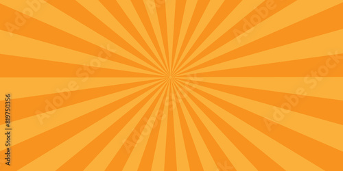 orange sun and retro creative vector ray sunburst background. abstract striped spiral light with bright line wave wallpaper design. photo