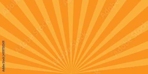 orange sun and retro creative vector ray sunburst background. abstract striped spiral light with bright line wave wallpaper design.