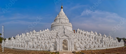 Photography Beautiful white pagoda Mya Thein Tan Pagoda in Mingun, Mandalay, Myanmar