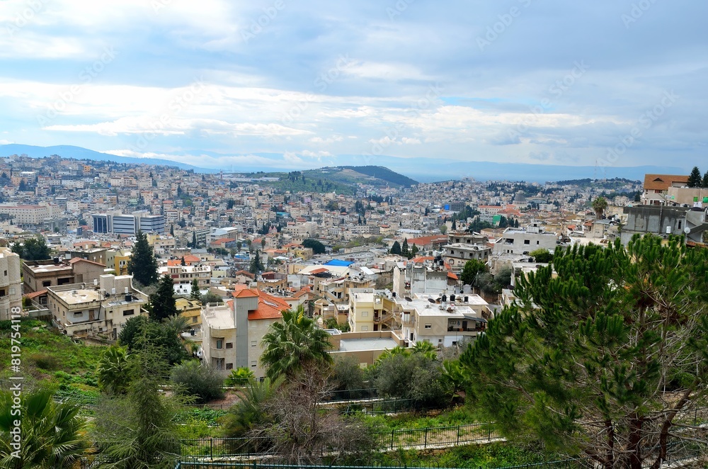 Fototapeta premium Aerial view of the city of Nazareth, Israel