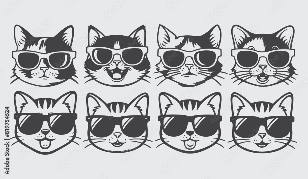 Hand Drawn Cat Silhouette Vector Collection Hand Drawn Cat Silhouette Vector Collection