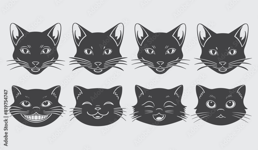 Hand Drawn Cat Silhouette Vector Collection Hand Drawn Cat Silhouette Vector Collection