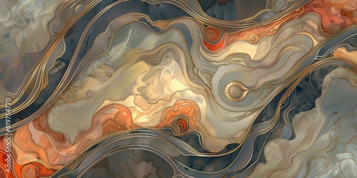 Abstract Marble Stone seamless Pattern Texture with Gold and Multicolored Accents. Great as design inspiration for banners prints poster