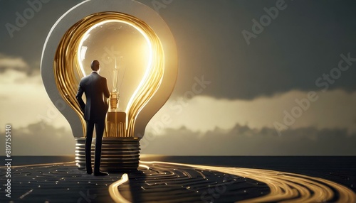 light bulb, concept of thinking about problem solving and finding solution photo