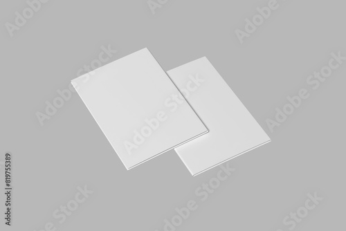 Blank Front and Back Cover A4 Bifold Brochure Mockup  with a soft grey background
