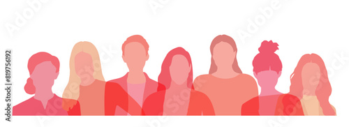 Color women silhouettes standing together vector design