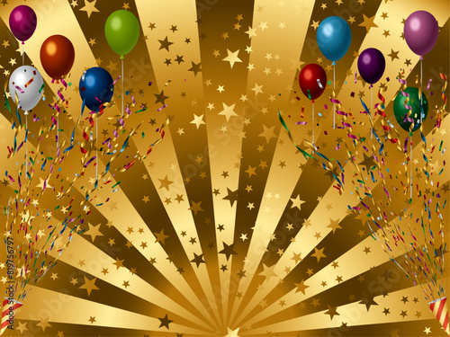 後光下、クラッカー、風船、星、マルチ8